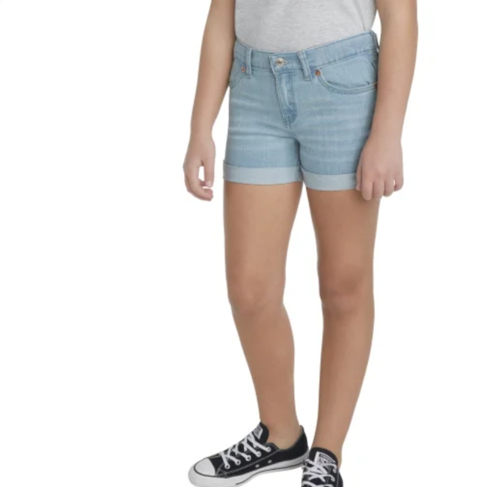 New! Levi's Youth kids girls Short Light Blue Rolled Cuffs Classic Size 10!!